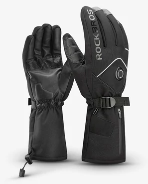 Rockbros термоперчатки с подогревом зимние для снегохода, квадроцикла черные (с аккумулятором 4000 mAh*2)