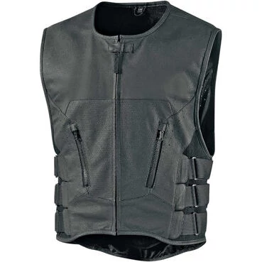 Icon REGULATOR D3O Stripped Black Leather Motorcycle жилет