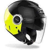 Airoh HELIOS Fluo Double Visor Motorcycle Helmet Black Glossy Yellow