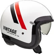 Vintage Jet Motorcycle Helmet In Fiberglass Premier VINTAGE EVO DO8 White Red