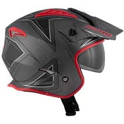 Motorcycle Helmet Jet Kappa KV45 Trial Gemini Matt Black Red Titanium