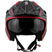 Motorcycle Helmet Jet Kappa KV45 Trial Gemini Matt Black Red Titanium