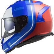 Full Face Motorcycle Helmet Double Visor Ls2 FF800 Storm SLANT Blue Orange Fluo