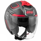 Motorcycle Helmet Jet Givi X.22 Planet Hyper Black Gray Red Double Visor