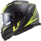 Full Face Motorcycle Helmet Double Visor Ls2 FF800 STORM Nerve Black Yellow Fluo Oapco