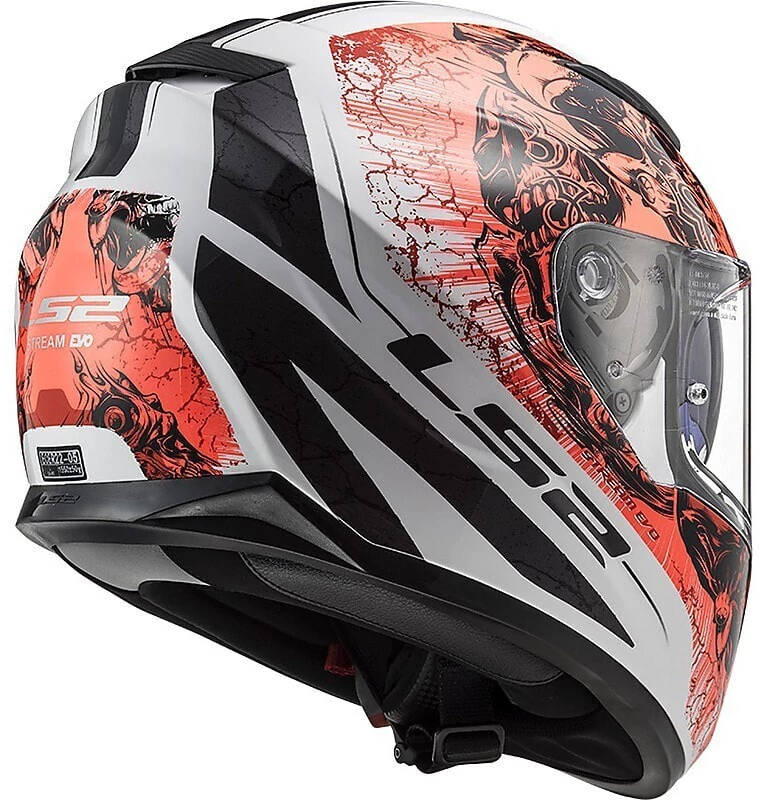 Full Face Motorcycle Helmet Double Visor Ls2 FF320 STREM EVO Throne White Orange