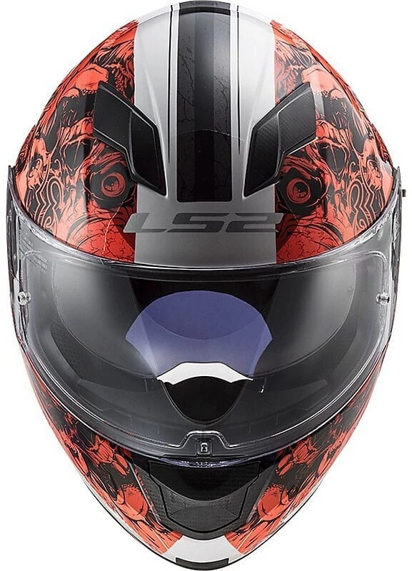 Full Face Motorcycle Helmet Double Visor Ls2 FF320 STREM EVO Throne White Orange