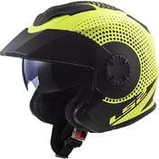 Motorcycle Helmet Jet Double Visor Ls2 OF570 VERSO Spin Yellow Fluo Matt
