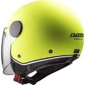 Motorcycle Helmet Jet Ls2 OF558 SPHERE LUX Solid Yellow Fluo + Smoked visor