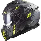 Full Face Motorcycle Helmet In HPFC Ls2 FF811 VECTOR II TechBot Matt Titanium Yellow Fluo
