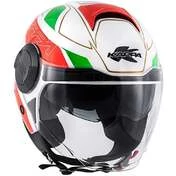 Dual Visor Motorcycle Helmet Jet Kappa KV37 Oregon White Red Green