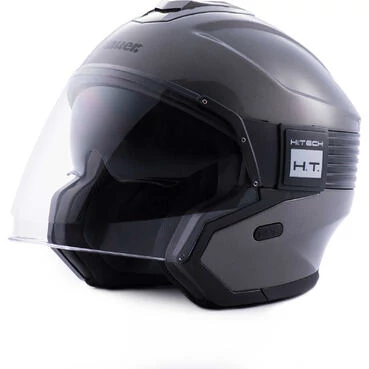 Moto Jet Мотошлем in Blauer HACKER Titanium Glossy Black Fiber