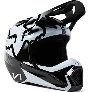 Fox V1 Leed Мотошлем Black White Черный