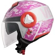 Double Visor Motorcycle Helmet Jet Vemar BREEZE Camo Pink White