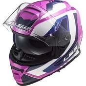 Full Face Motorcycle Helmet Double Visor Ls2 FF800 Storm TECHY White Pink