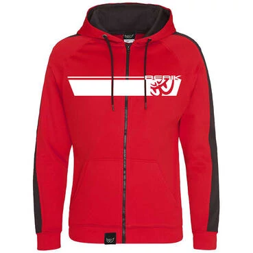 Berik 2.0 Hooded Sweatshirt Front Zip Printed Red White