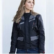 Woman Motorcycle Jacket In Hevik Touring STELVIO Lady Ligth Black Gray Fabric