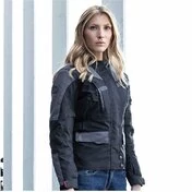 Woman Motorcycle Jacket In Hevik Touring STELVIO Lady Ligth Black Gray Fabric