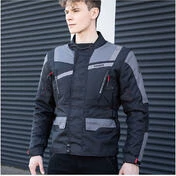 Motorcycle Jacket In Hevik Touring STELVIO LIGHT Black Gray Fabric