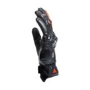 Dainese CARBON 4 SHORT Leather Motorcycle Gloves Black Red Fluo