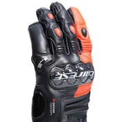 Dainese CARBON 4 SHORT Leather Motorcycle Gloves Black Red Fluo
