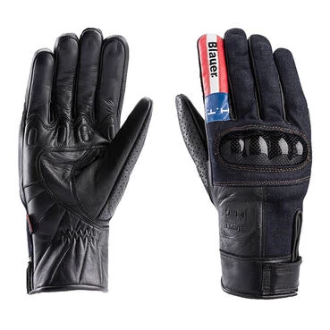 Blauer Combo Carbon Denim Usa Leather мотоперчатки Черный