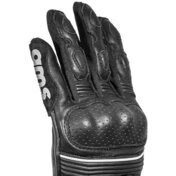 GMS STRIKE Black Leather Motorcycle Gloves