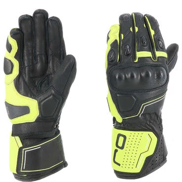 Oj Atmosphere SLEEK Leather Motorcycle мотоперчатки Black Yellow Fluo