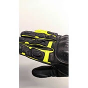 Oj Atmosphere SLEEK Leather Motorcycle Gloves Black Yellow Fluo