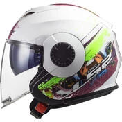 Motorcycle Helmet Jet Ls2 OF570 VERSO Spring White Pink