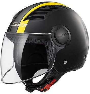 Moto Jet Мотошлем OF562 Ls2 Airflow Long With визор Long Metropolis Black Yellow Hy vision
