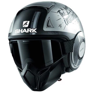 SHARK Street Drak Tribute RM Convertible Helmet Matte Silver / Anthracite