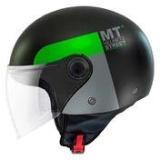MT Helmets Street S Inboard Open Face Helmet Matt Black / Green
