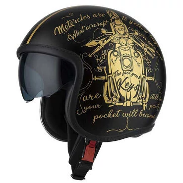 NZI Rolling 4 Sun Open Face Helmet Glossy Tank Gold