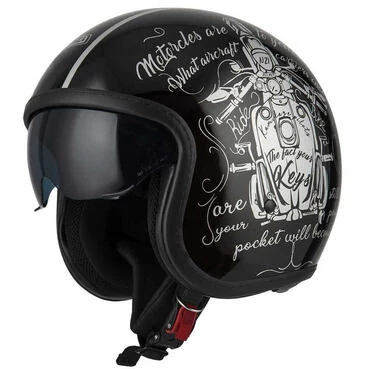 NZI Rolling 4 Sun Open Face Helmet Glossy Tank Silver