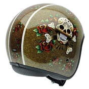 NZI Rolling 4 Sun Open Face Helmet Glossy Skull ´N Roses