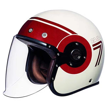 SMK Retro Seven Open Face Helmet Glossy White / Red