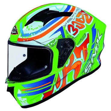 SMK Stellar Graffiti Full Face Helmet Green / Orange / White