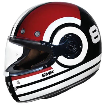 SMK Retro Ranko Full Face Helmet White / Black / Red