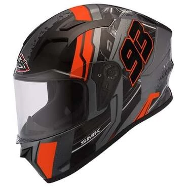 SMK Stellar Swank Full Face Helmet Silver / Black / Red