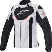 Women's Motorcycle мотокуртка in Alpinestars Stella T-JAWS v3 Waterproof Fabric Ice Gray Black White