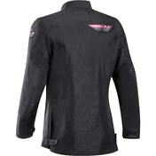Woman Motorcycle Jacket In Ixon SLASH LADY Black Fuchsia Fabric