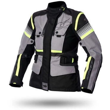Woman Motorcycle мотокуртка in Spyke EQUATOR Dry Tecno LADY Fabric Gray Black Yellow Fluo