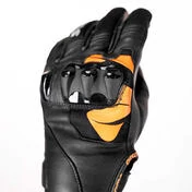 GMS CURVE Black Orange Leather Motorcycle Gloves