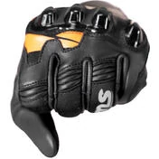GMS CURVE Black Orange Leather Motorcycle Gloves