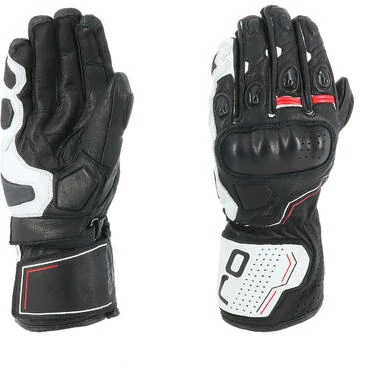 Oj Atmosphere SLEEK Leather Motorcycle мотоперчатки Black White Red