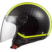 Motorcycle Helmet Jet LS2 OF558 SPHERE LUX Crush Black Yellow Fluo + Dark Visor