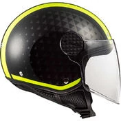 Motorcycle Helmet Jet LS2 OF558 SPHERE LUX Crush Black Yellow Fluo + Dark Visor