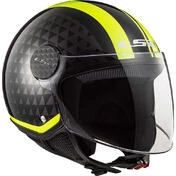 Motorcycle Helmet Jet LS2 OF558 SPHERE LUX Crush Black Yellow Fluo + Dark Visor
