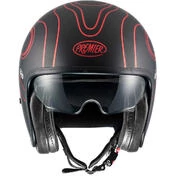 Motorcycle Helmet Jet Premier VINTAGE FR RED CHROMED BM Matt Red